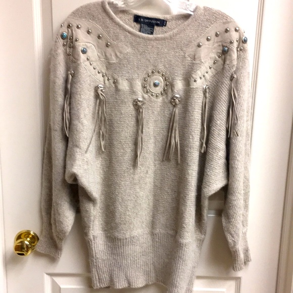 I.B. Diffusion Sweaters - RETRO/VTG ANGORA SWEATER w FRINGE